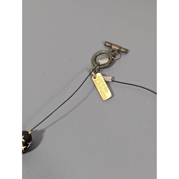VTG Lonnie Lovness Black Gold Tone Star Bead Wire Station Necklace 20" - Picture 6 of 8